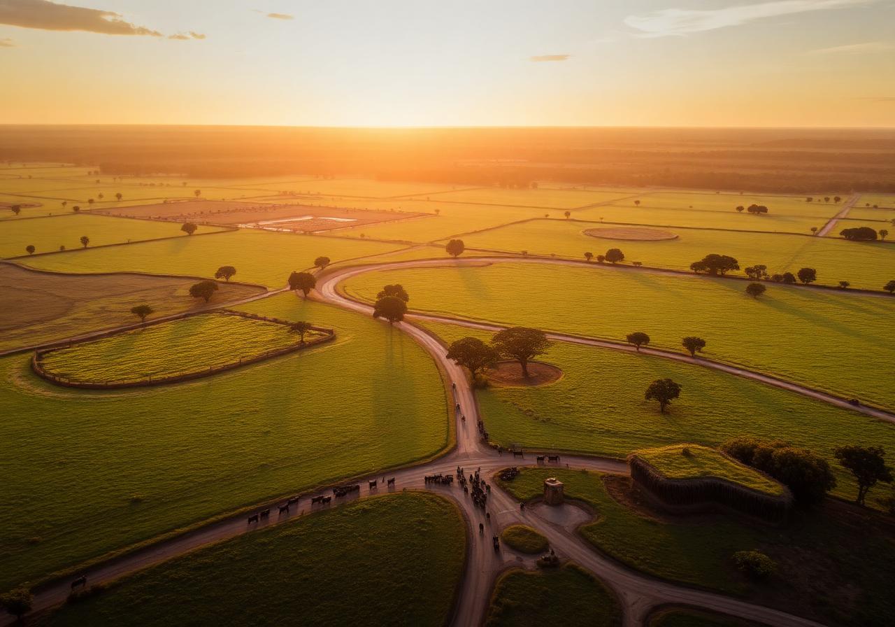 Vista aérea da fazenda